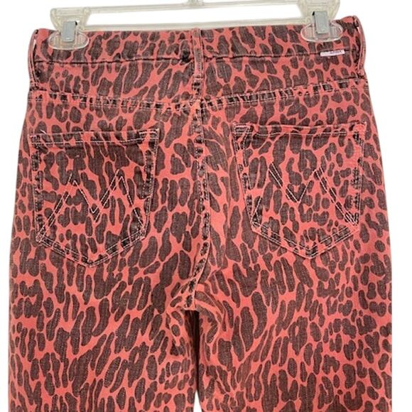 MOTHER Looker ankle fray slim skinny punk Animal Attraction leopard print red - Picture 8 of 16